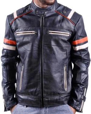 Black Biker Leather Jacket on americanjacket.store