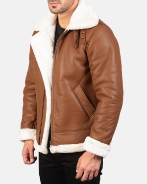 Francis B-3 Brown Leather Bomber Jacket.
