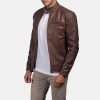 Men's Dean Brown Leather Biker Jacket.