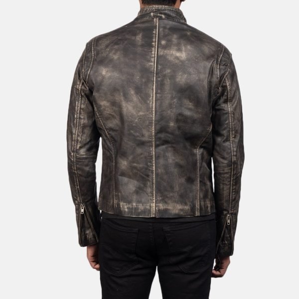 Men's Ionic Distressed Brown Leather Biker Jacket.