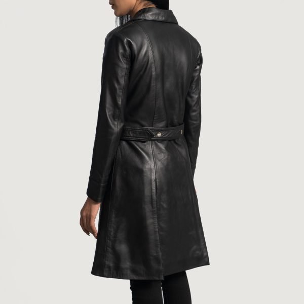 Moonlight Black Leather Trench Coat.