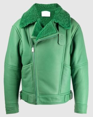 Women-Shearling-Fur-Green-Jacket