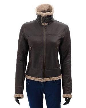 Womens-Dark-Brown-Shearling-Fur-Jacket