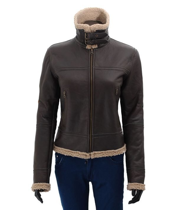 Womens-Dark-Brown-Shearling-Fur-Jacket