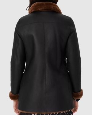 Womens-Double-Breasted-Black-Shearling-Fur-Coat